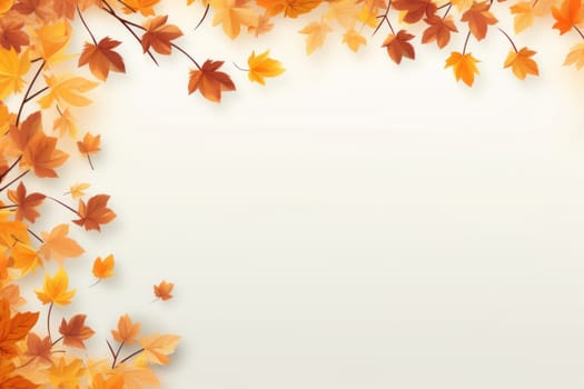 Autumn leaves on a white background With space for text. Generative AI.