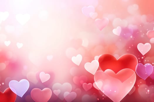 Saint valentine day greeting card bokeh blur background. Generative AI.