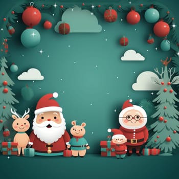 Cute illustration for Christmas banner with blank space for text. Generative AI.