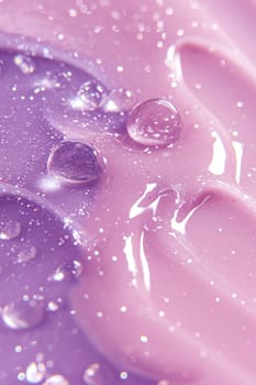 Gleaming purple cosmetic gel texture, ideal for beauty ads, skincare branding, or as a vibrant background in health and wellness design projects. Close up view. Vertical backdrop. Generative AI