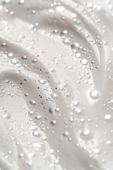 Luxuriant white cream with sparkling particles, perfect for beauty products, wellness ads, and high-end cosmetic presentations. Face creme, body lotion, moisturizer. Close up view. Generative AI