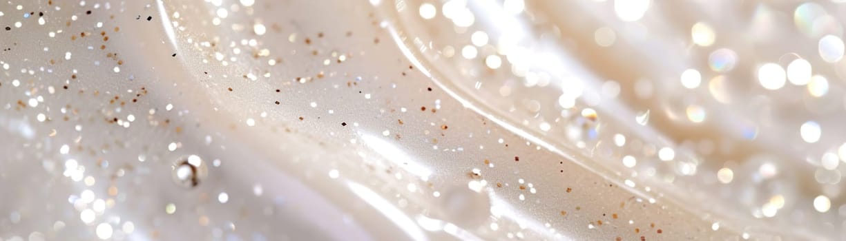 Luxuriant transparent cream with sparkling particles, perfect for beauty products, wellness ads, high-end cosmetic presentations. Face creme, body lotion, moisturizer. Close up view. Generative AI