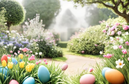 A spring French garden with eggs for Easter