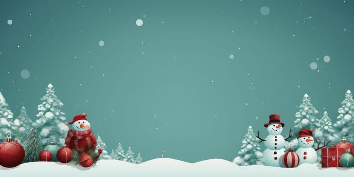 Cute illustration for Christmas banner with blank space for text. Generative AI.