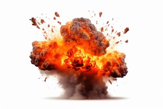 explosions and real isolated on white background. Generative AI.