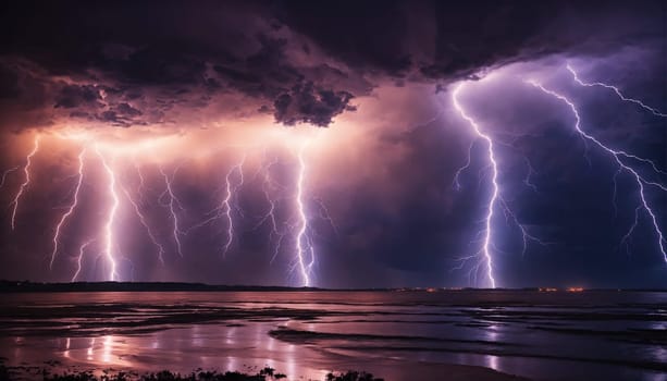 Stormy sky with lightning. Scenery. Generative AI. High quality photo
