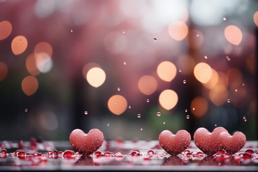 Saint valentine day greeting card bokeh blur background. Generative AI.