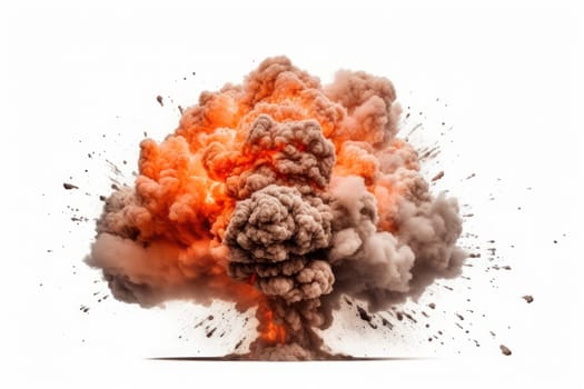 explosions and real isolated on white background. Generative AI.