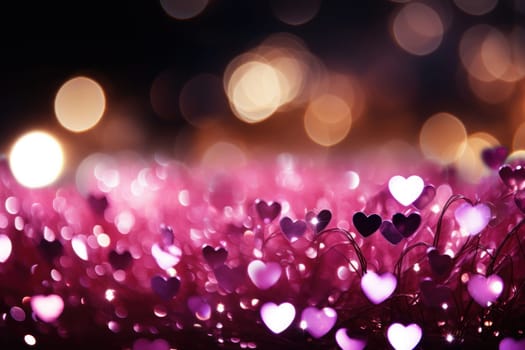 Saint valentine day greeting card bokeh blur background. Generative AI.