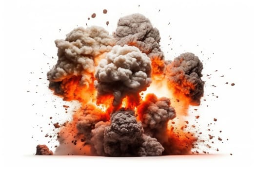 explosions and real isolated on white background. Generative AI.