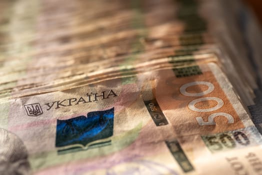 A bunch of banknotes with value of five hundred hryvnias, concept of richness and wealth