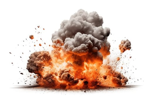 explosions and real isolated on white background. Generative AI.