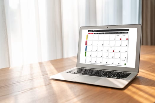 Calendar on computer software application for modish schedule planning for personal organizer and online business