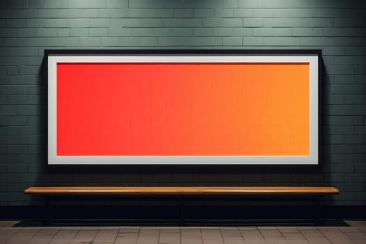 Blank advertising billboard mockup inside subway station. Generative AI.