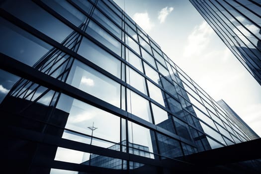 Modern architecture building glass duotone background. Generative AI.