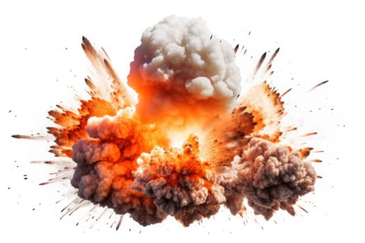 explosions and real isolated on white background. Generative AI.