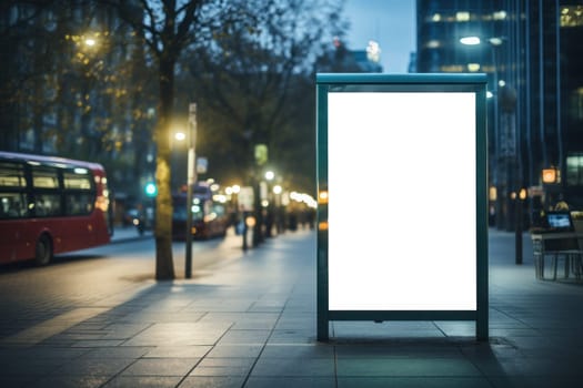 Outdoor ad mockup, fully blurred background. Generative AI.