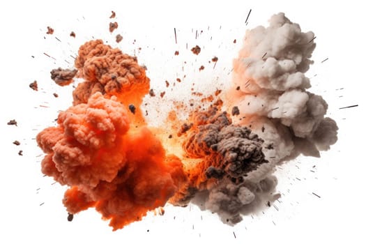 explosions and real isolated on white background. Generative AI.