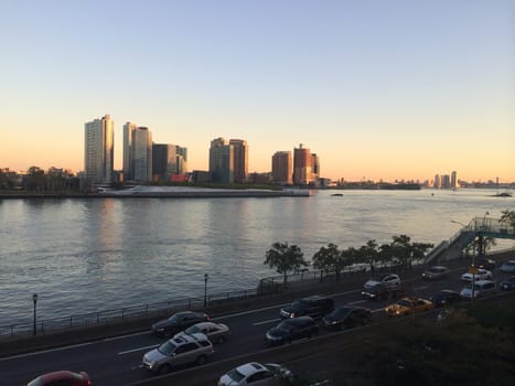 New York City View at Sunset from Across the River. High quality photo
