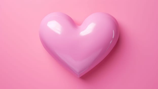 Pink glossy Heart on pink background. Valentines day background