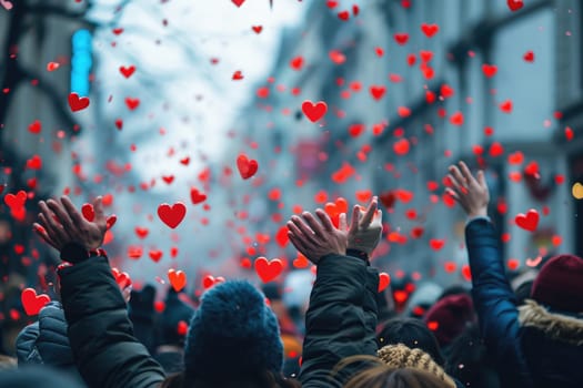 people on the street celebrate valentines day with love and joy pragma