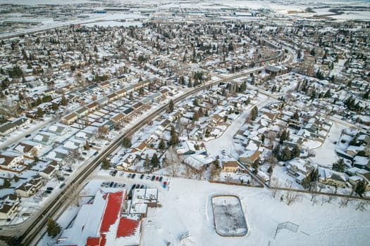 Aerial snapshot of Silverwood Heights, Saskatoon, revealing its residential allure and lush surroundings.