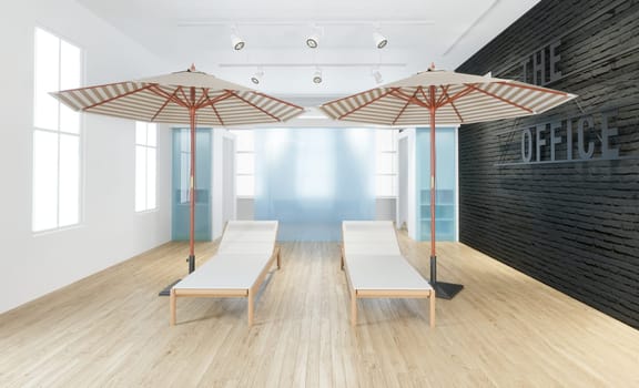 3D Illustration of a Interior of modern spa with sunbeds. 3d rendering