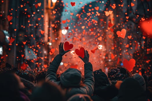 people on the street celebrate valentines day with love and joy pragma