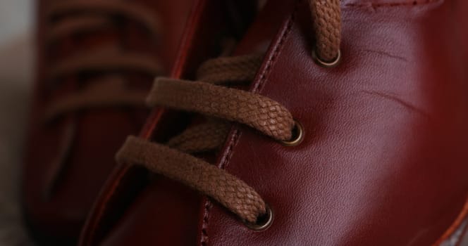 Orange red leather shoes men women unisex beauty fashion style isolated on white background laces store stylish clothes