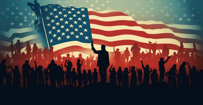 Patriotic Celebration: American Flag Silhouette Salute in the United States