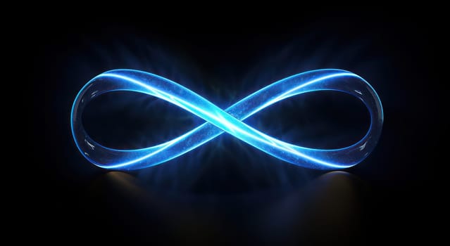 Eternal Glowing: Abstract Motion of Infinite Light and Power in a Blue Neon Curve