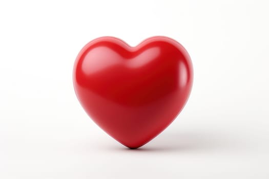 Red heart isolated on white background. Generative AI.