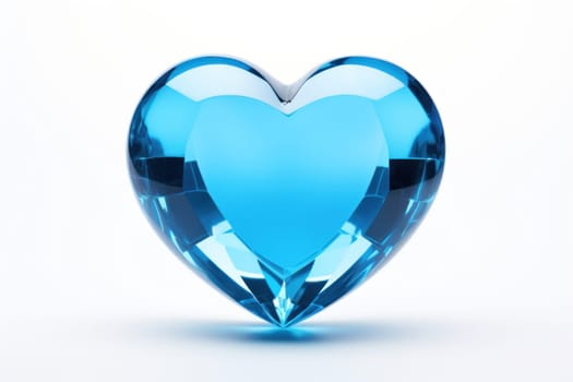 Blue heart isolated on white background. Generative AI.