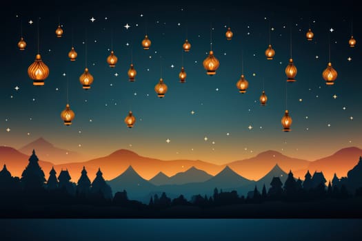 Illustration of Diwali festival Diya Lamp with rangoli at the bottom. Generative AI.
