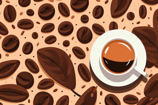illustrations flat coffee mocca background. Generative AI.