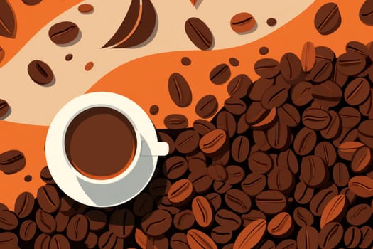 illustrations flat coffee mocca background. Generative AI.
