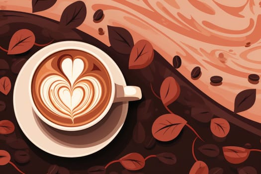 illustrations flat coffee mocca background. Generative AI.