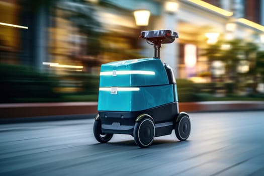 Robot delivering packages to people's homes, reflecting the future. Generative AI.