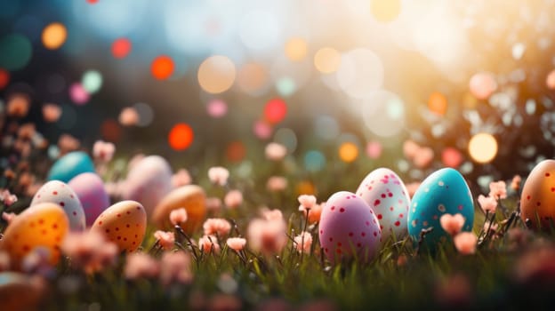 Banner Easter blurred background. Generative AI.