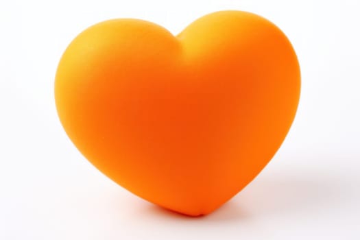 Orange heart isolated on white background. Generative AI.