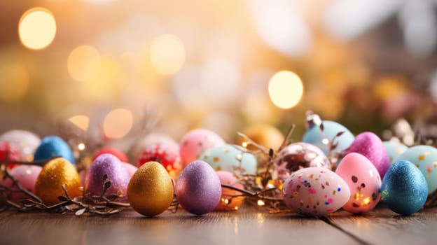 Banner Easter blurred background. Generative AI.