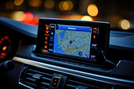 A photo of a Vehicle Tracking system working in a car. Generative AI.