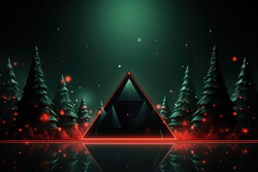 Banner of the Christmas in a red and green futuristic neon style. Generative AI.