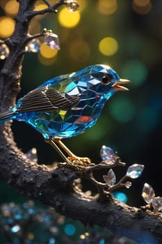 A stunning blue bird rests gracefully on a tree branch, showcasing its vibrant plumage.
