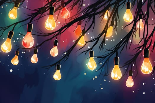 Illustration Beautiful Christmas Background with light. Generative AI.