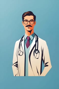 A healthcare professional wearing a stethoscope poses confidently in front of a vibrant blue background.