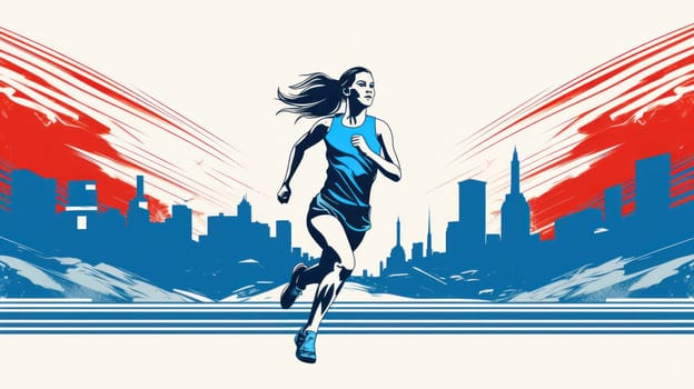 Banner of the athletics competitions in a modern style with colorful. Generative AI.