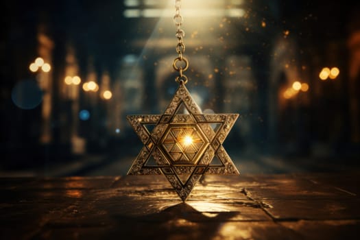 The Star of David, protector of Judaism background. Generative AI.