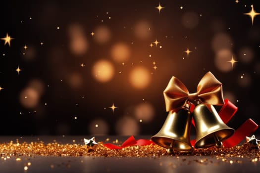 Christmas gift banner bell. Generative AI.