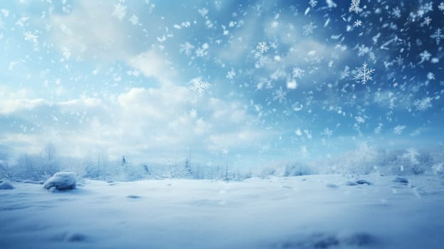 A mesmerizing scene of snowflakes drifting in the wind. Generative AI.